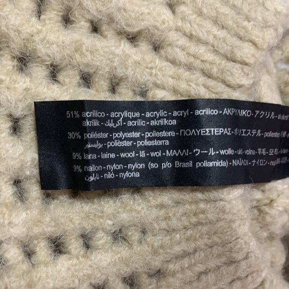 Zara Beige Openwork Knit Beret Beanie Hat M - Picture 6 of 9